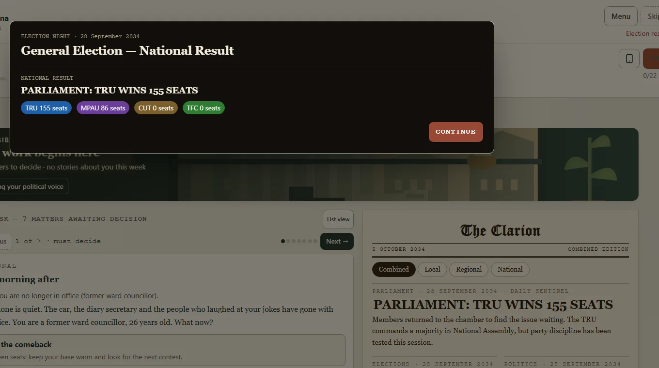 Election night: The count comes in. The morning after decides what you do next.